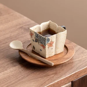 Coffee Cup Gold-painted Hydrangea Square