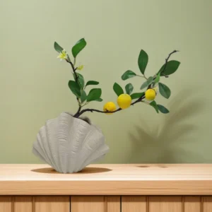 Beige Shell Ornament Ceramic Vase